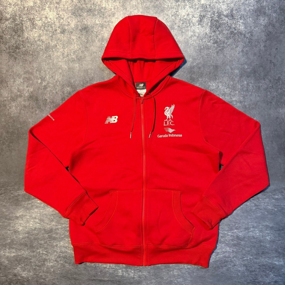 New Balance Liverpool FC Garuda Indonesia Full Zip Hoodie Red Mens Large LFC